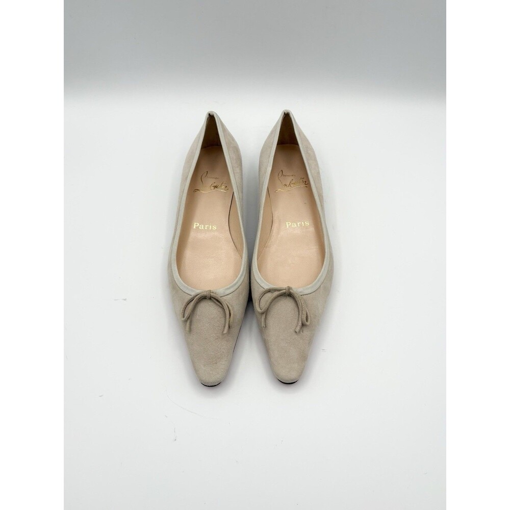Christian Louboutin Light Gray Suede Pointed Toe Ballet Flats Size EU 35.5